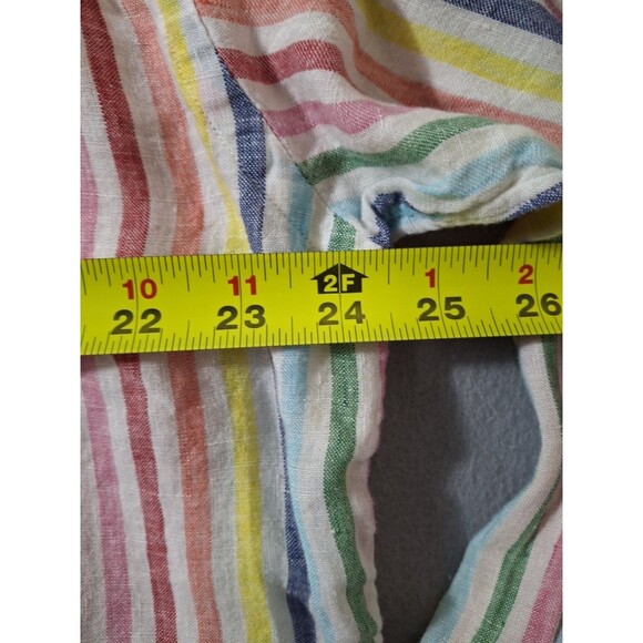 Cremieux Collection Shirt Mens XL 100% Linen Long Sleeve  Rainbow Stripes - Picture 7 of 7